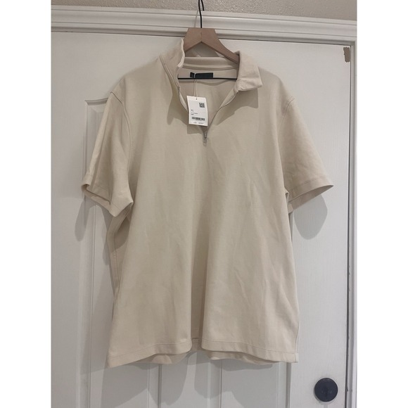OAK + FORT Other - NWT OAK + FORT Capsule Athleisure Minimalist 1/4 Zip Polo Men XL Birch Beige